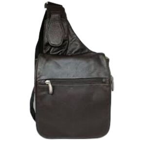 Travelon Unisex Brown Leather Anti-Theft Flap Front Travel Sling Crossbody Bag